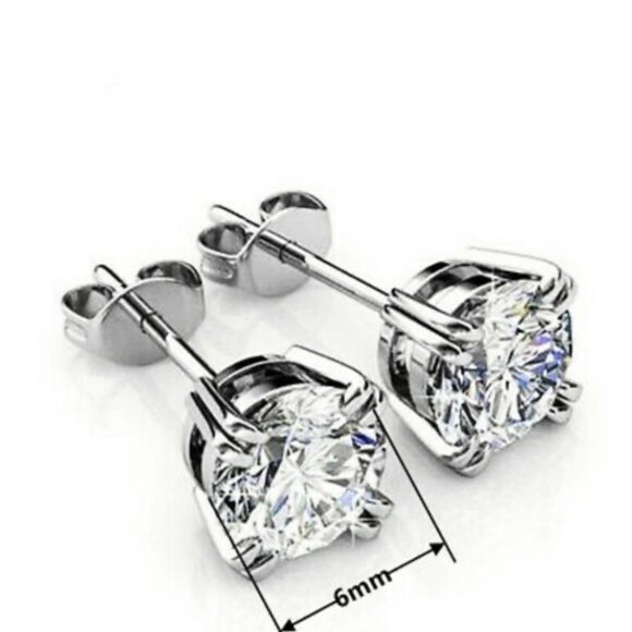 New Sterling silver diamond stud earrings